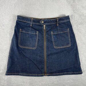 AG Adriano Goldschmied The Becca Skirt Womens 14 Denim A-Line Zip Front